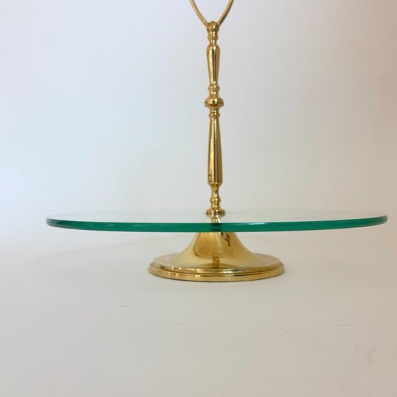 Vintage Brass & Glass Cake Stand, Cupcake Stand, Cookie Display - Picture 3 of 5